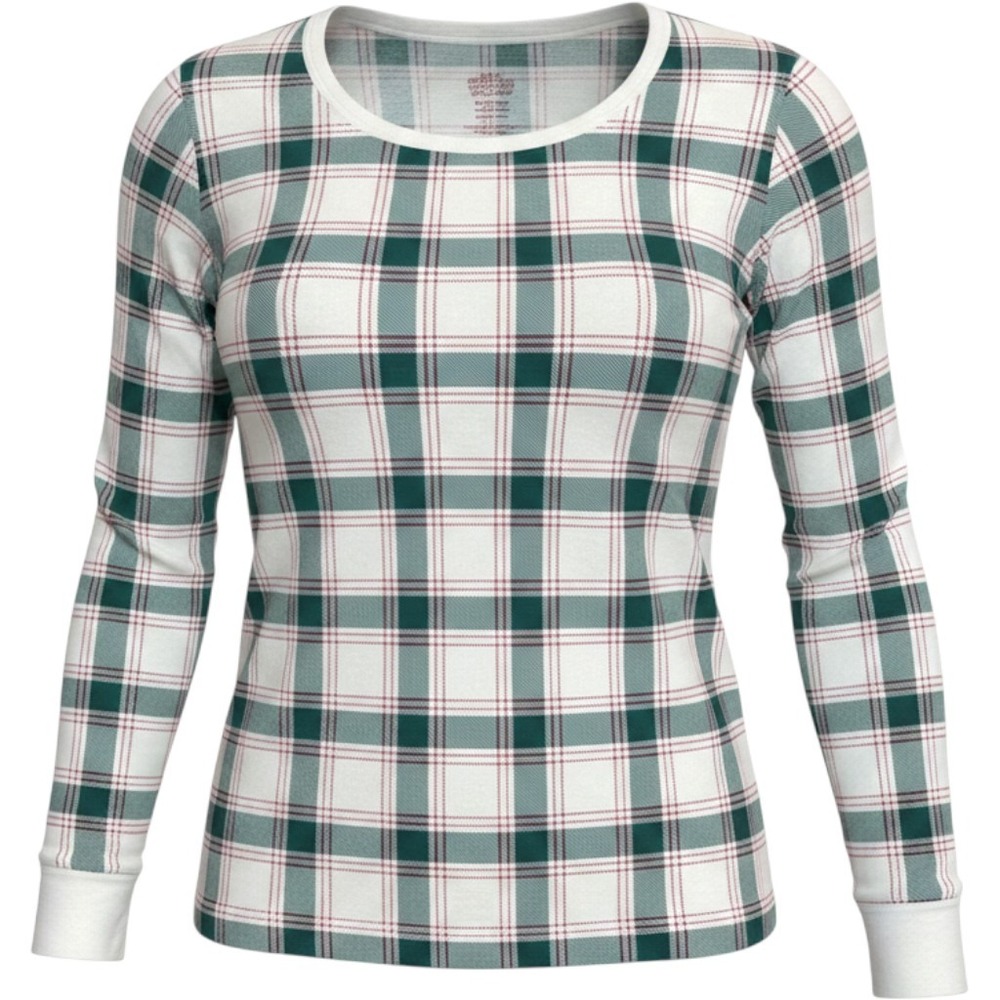 Wondershop Pajama Set Womens XL White Green Red Cotton Plaid 2pc Holiday Vintage